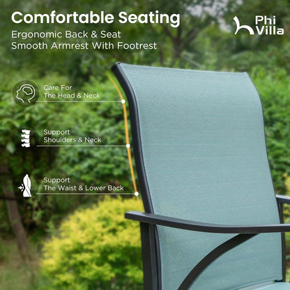 PHI VILLA 5 Piece Outdoor Bar Set, High Top Patio Bistro Bar Table and 4 Outdoor Swivel Bar Stools