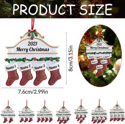 Personalized Christmas Ornaments Family of 2,3,4,5,6,7,8 Custom Christmas Stocking Ornaments with