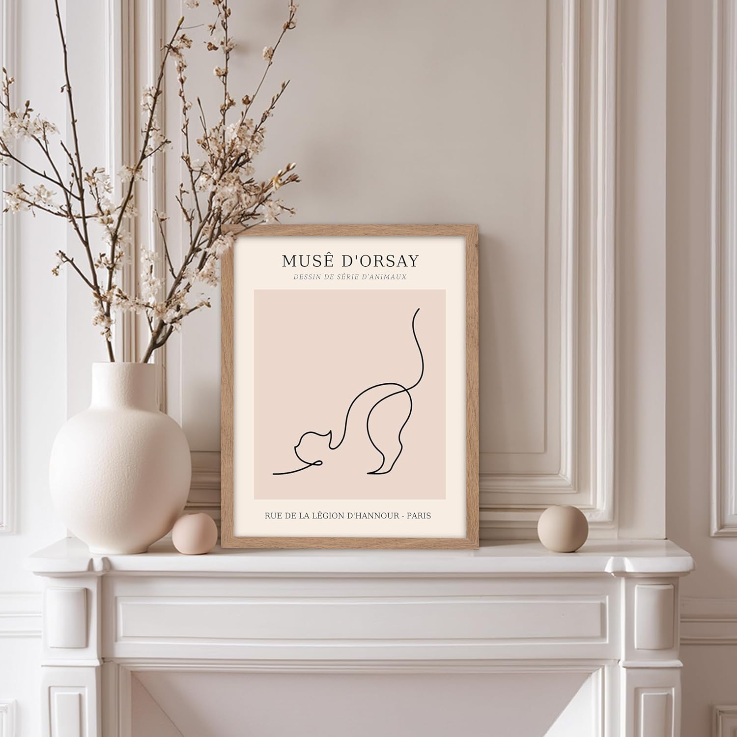 Poster Master Vintage Poster - Retro One Line Cat Drawing Print - Cat Art - Minimal Gift for Men