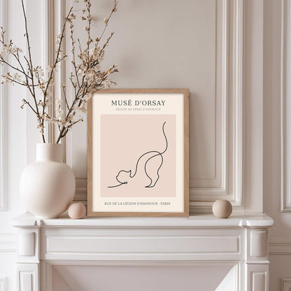 Poster Master Vintage Poster - Retro One Line Cat Drawing Print - Cat Art - Minimal Gift for Men