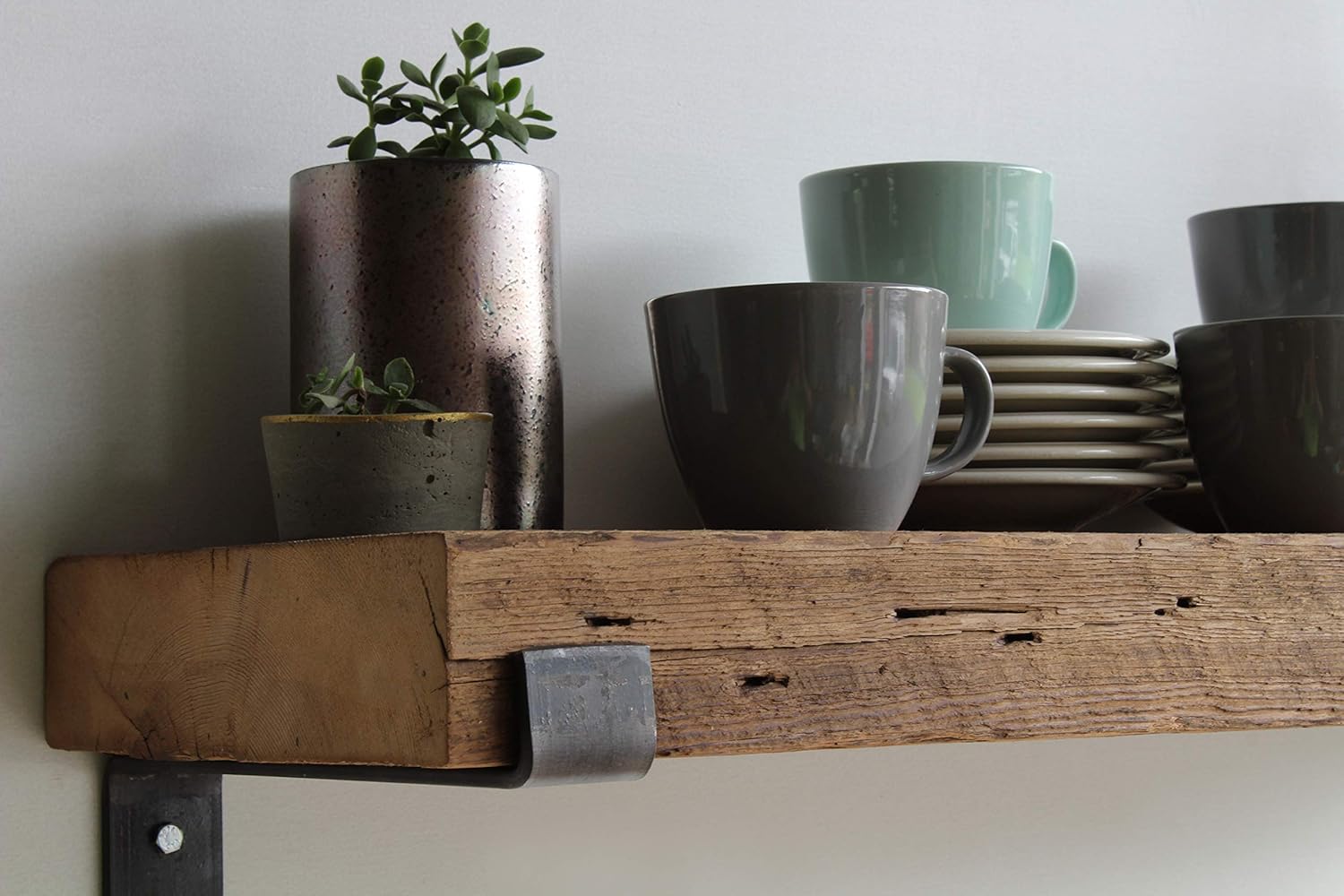Urban Legacy Reclaimed Barn Beam Deep Shelves | Deep Shelves with Brackets Included, Set of 2 |