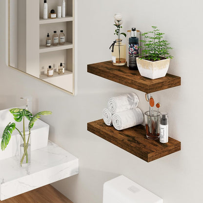 Floating Shelves, 8 Inch Deep Floating Shelves, 24"W x 8"D Wall Shelves Set of 2, Rustic Wood