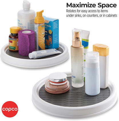 Copco 9 Inch Non Skid Pantry Cabinet Lazy Susan Turntable, Set of 2, Spinning Organizer for