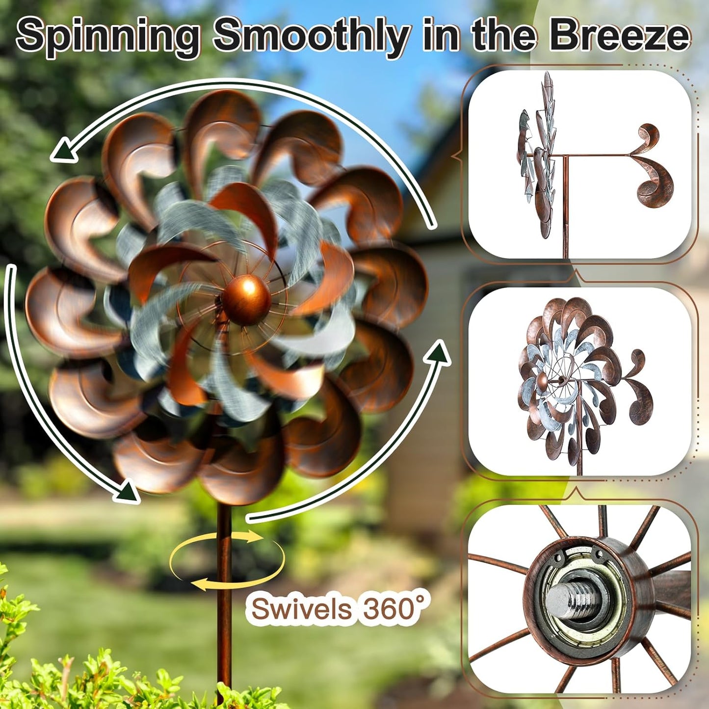 Wind Spinners for Yard and Garden Large, 84 Inch Wind Spinners Outdoor Metal, Wind Sculptures &