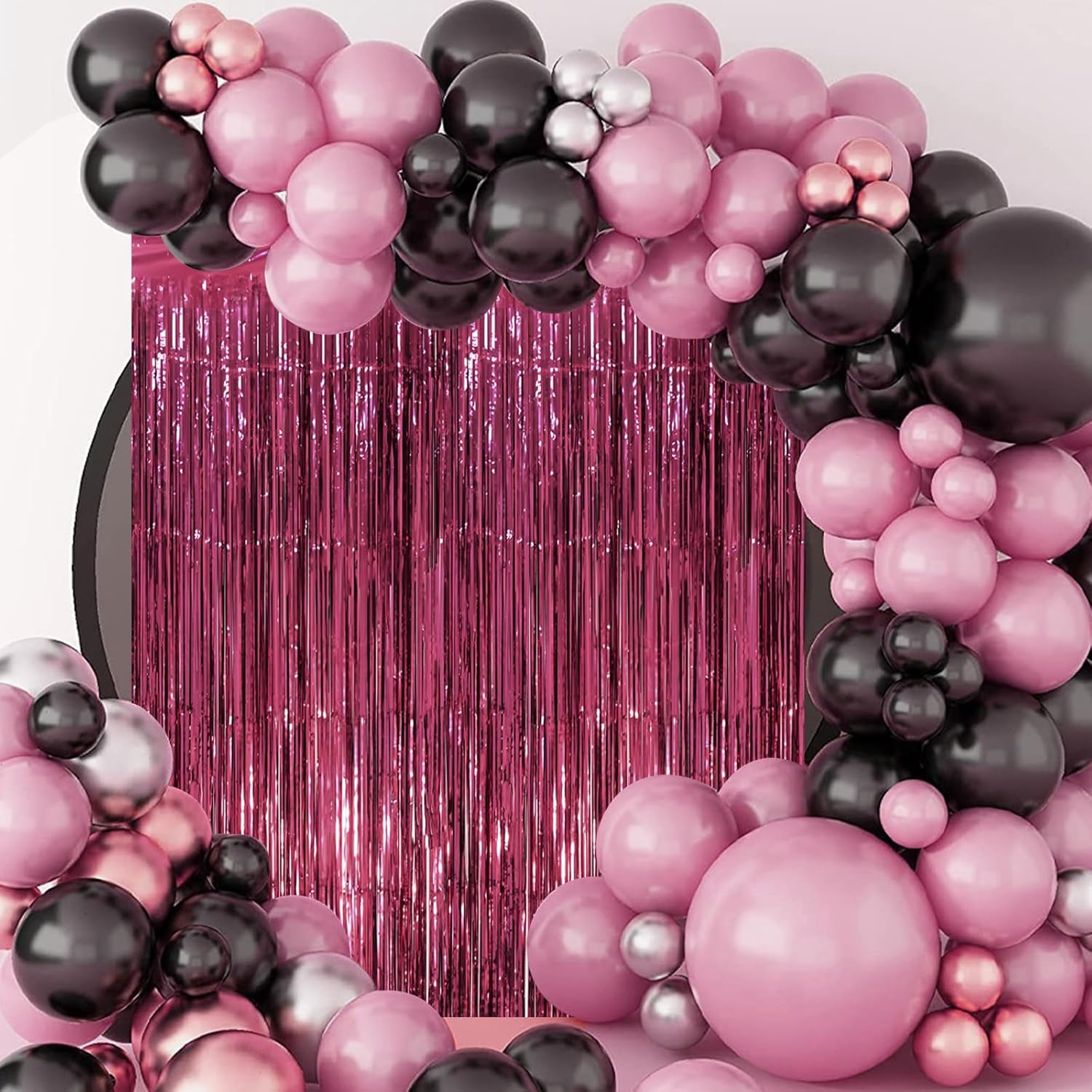 3 Pack 3.3 x 8.2 ft Burgundy Foil Fringe Backdrop Curtains, Tinsel Streamers Party Decorations