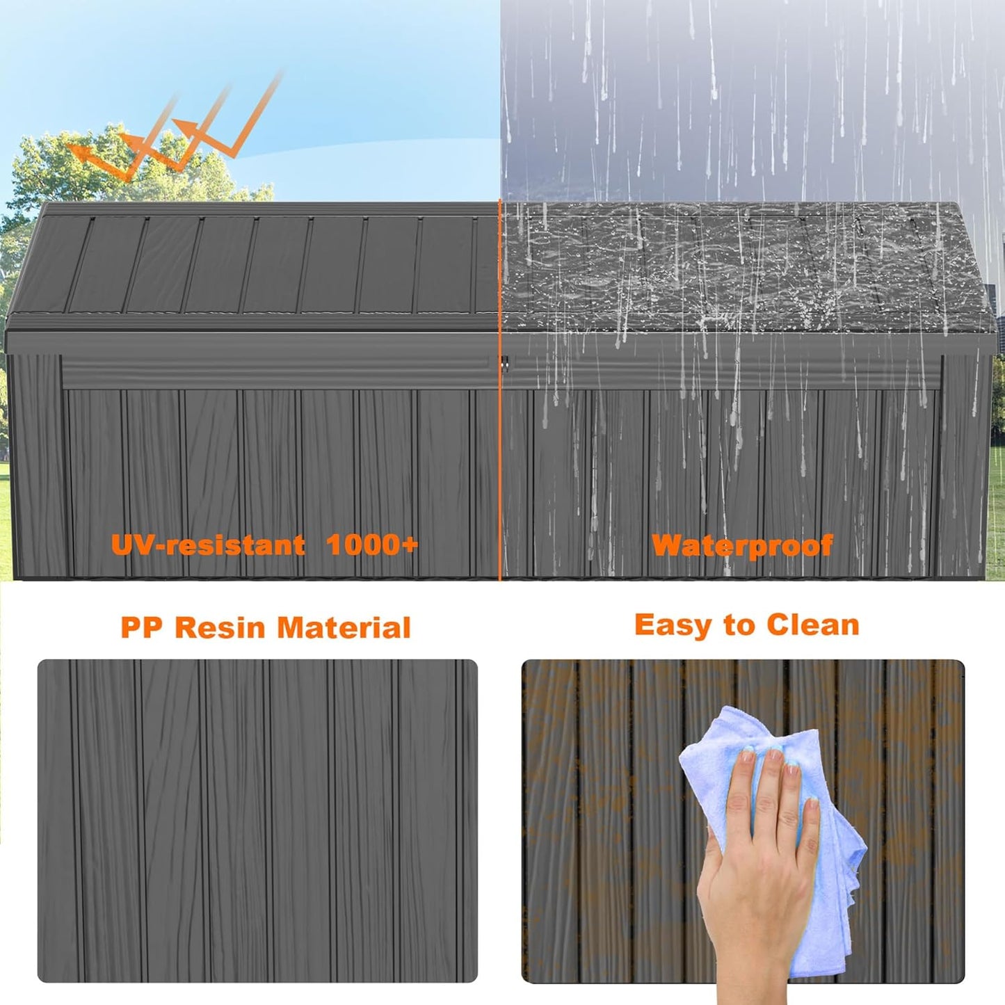 150 Gallon Resin Deck Box, Lockable Patio Outdoor Storage Box for Furniture, Garden Tools and Tools