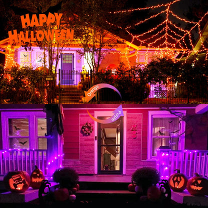 JMEXSUSS 100 LED Orange & Purple Halloween Lights - Plug in, Connectable Color Changing String