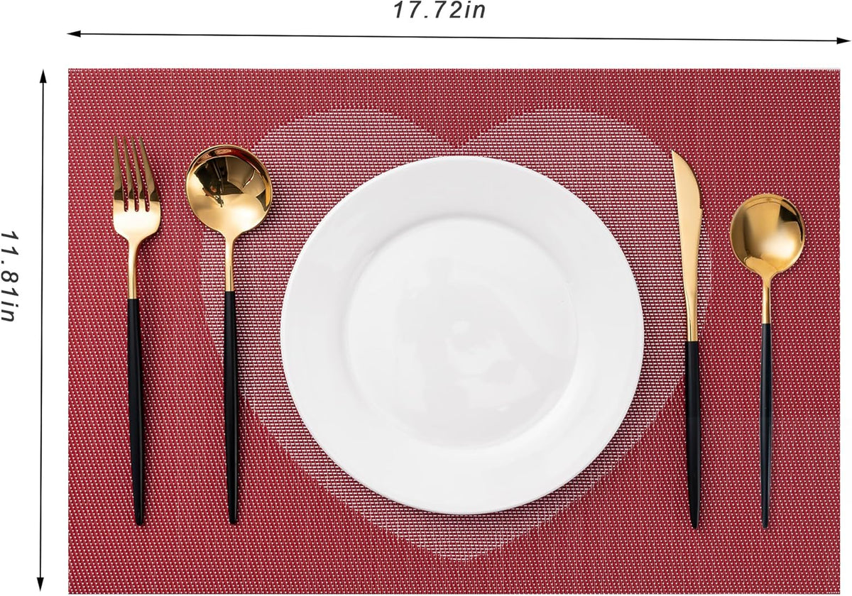 CADONO Placemats Set of 6 Washable Indoor/Outdoor Vinyl Place Mats for Dining Table Durable