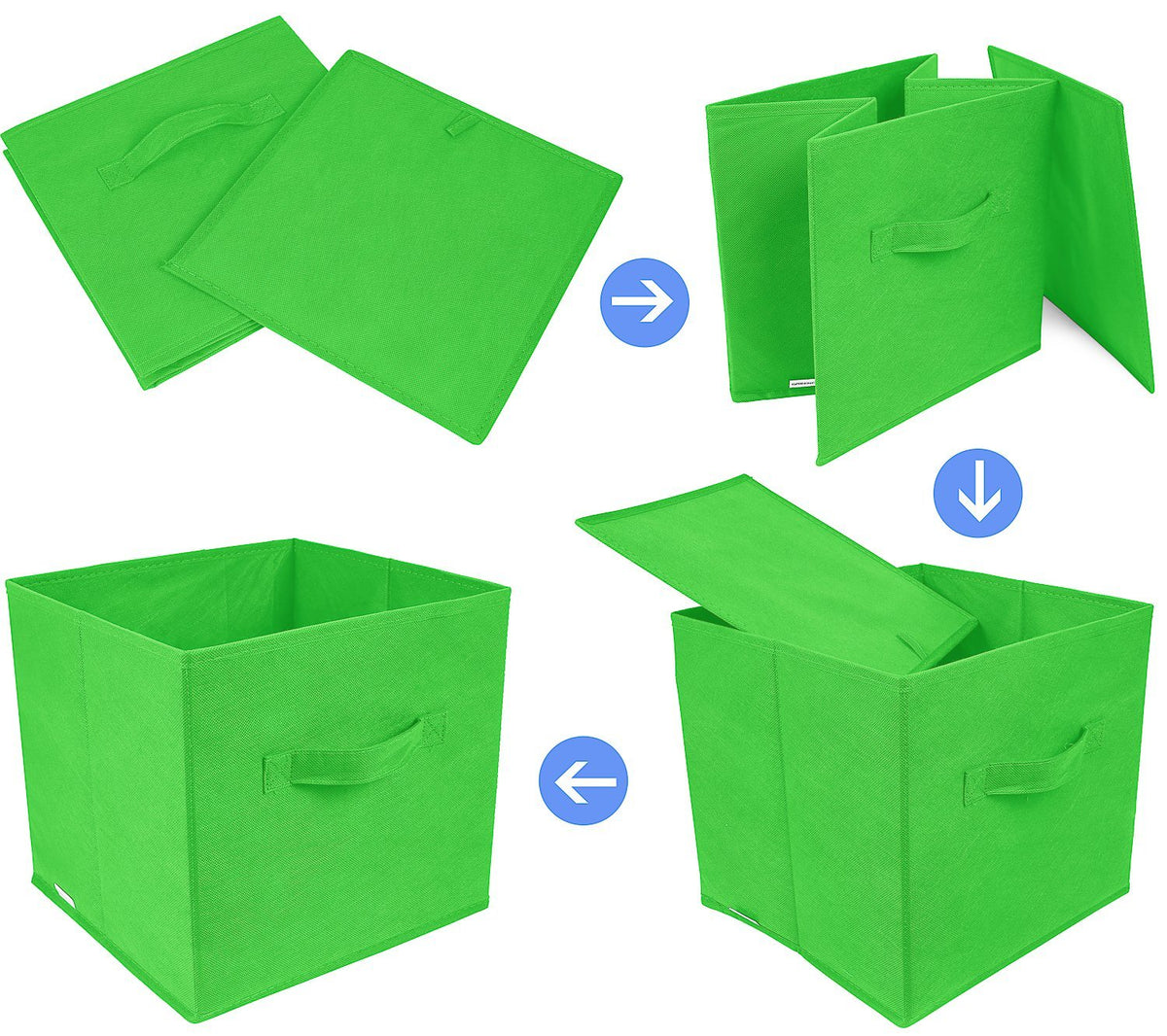 Greenco Foldable Storage Cubes, 6 pcs (Green) | Closet Organizer Storage Basket/Box/Bin/Shelf |