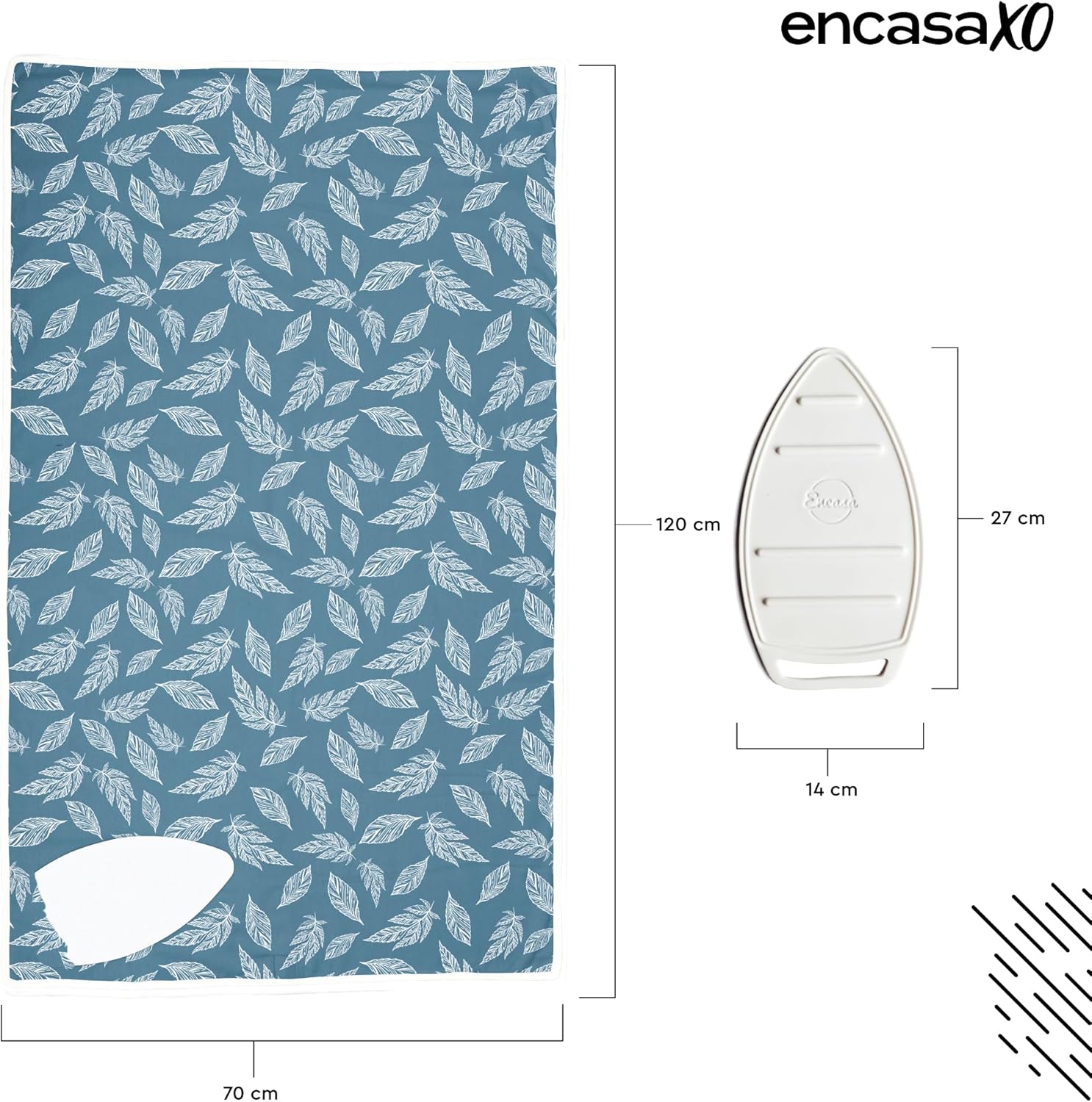 Encasa XO Ironing Mat/Pad (Large 48"x28") with 3mm Padding & Silicone Iron Rest for Steam Pressing