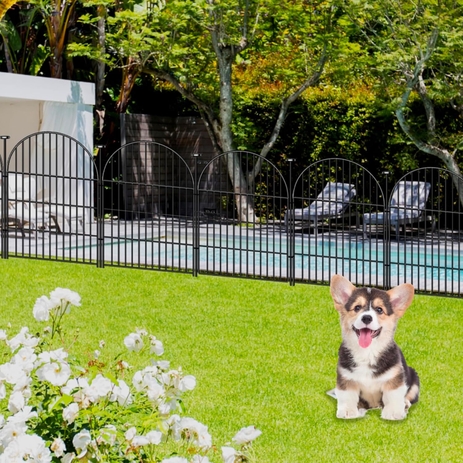 Garden Fencing Animal Barrier 24 Panels, 32 in(H) x 54 Ft(L) No Dig Fences for Dogs, Black