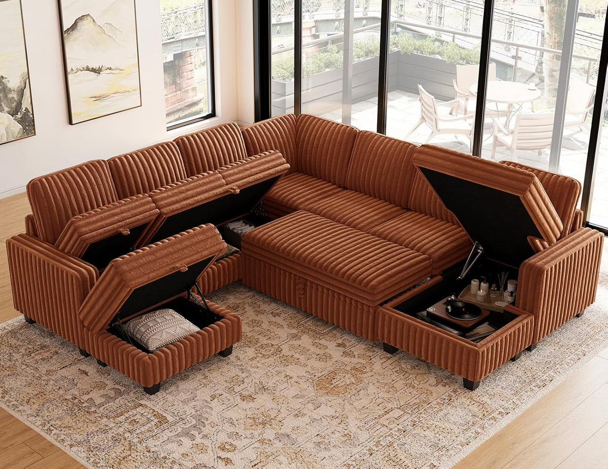 Belffin Oversized Sofa Bed Modular Sectional Sleeper Sofa with Pull Out Bed L Shaped Couch with