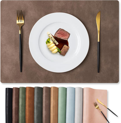 MOSAYT Vinyl Placemats Set of 4-12 X 17 Inch - Faux Leather 100% Waterproof Oil-Proof Wipeable PU