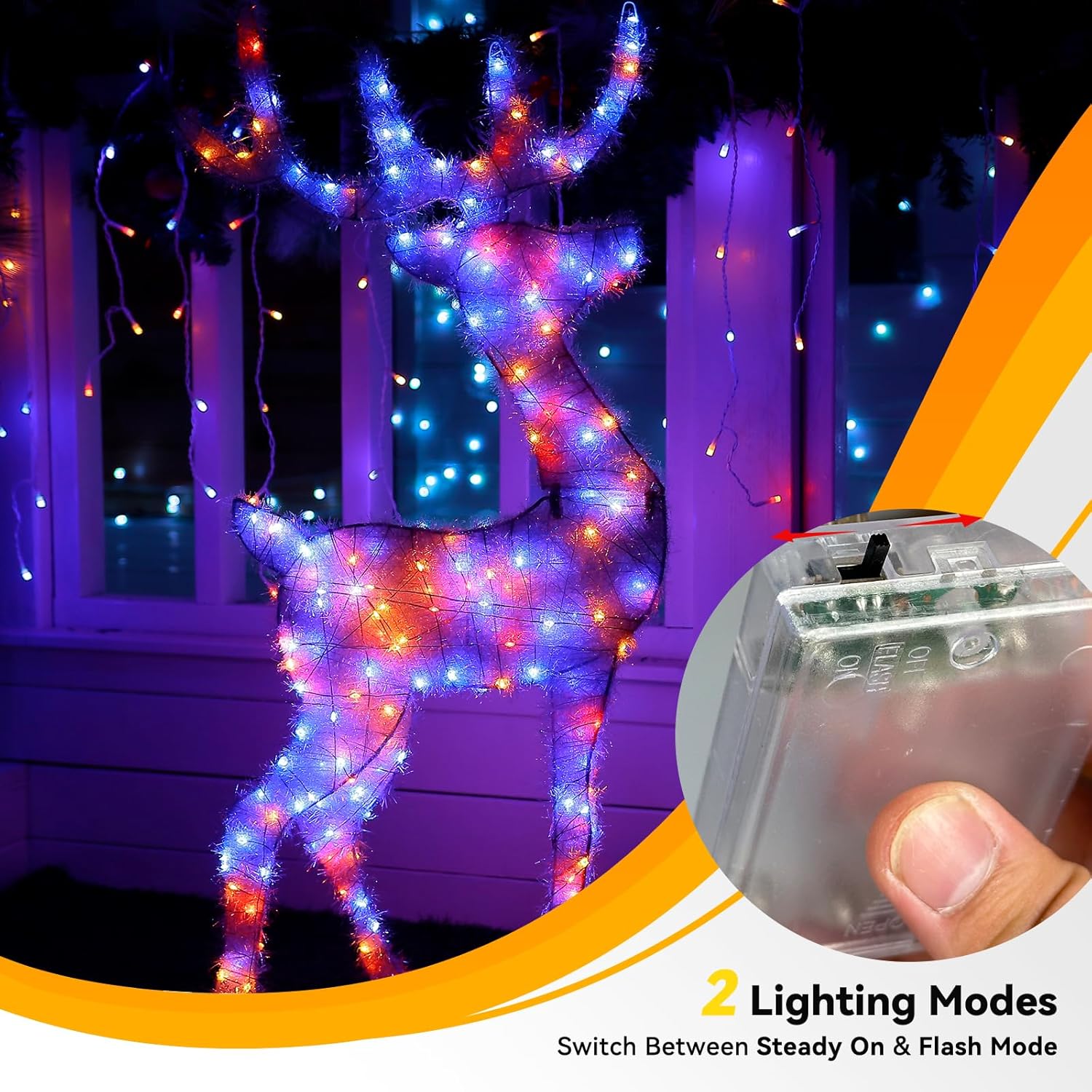 4 Pack 60LED Halloween Fairy Lights Battery Operated - 20FT Twinkle Lights with 2 Lighting Modes