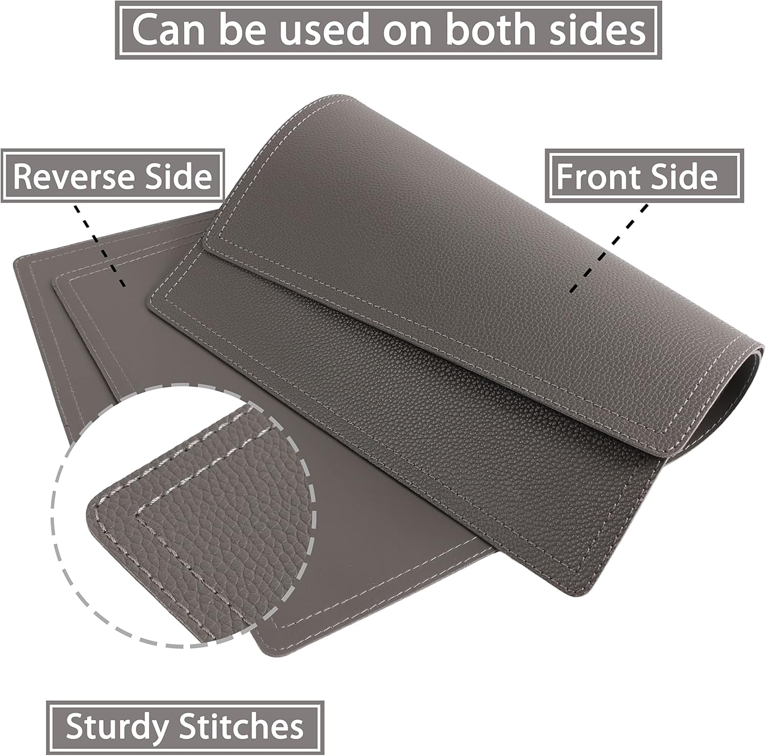 Set of 8 Faux Leather Placemats, PU Mats - Waterproof, Stain & Heat Resistant, Non-Slip, Easy to