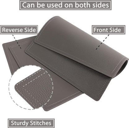 Set of 8 Faux Leather Placemats, PU Mats - Waterproof, Stain & Heat Resistant, Non-Slip, Easy to