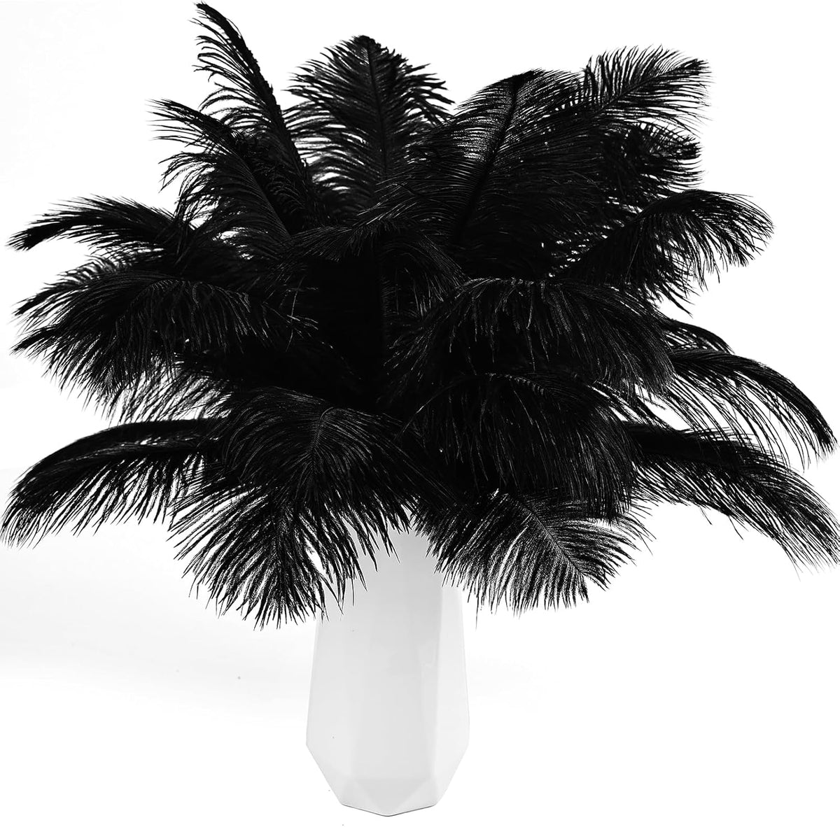 THARAHT Black Ostrich Feathers 12pcs Natural Bulk 8-10Inch 20cm-25cm for Crafts Wedding Party