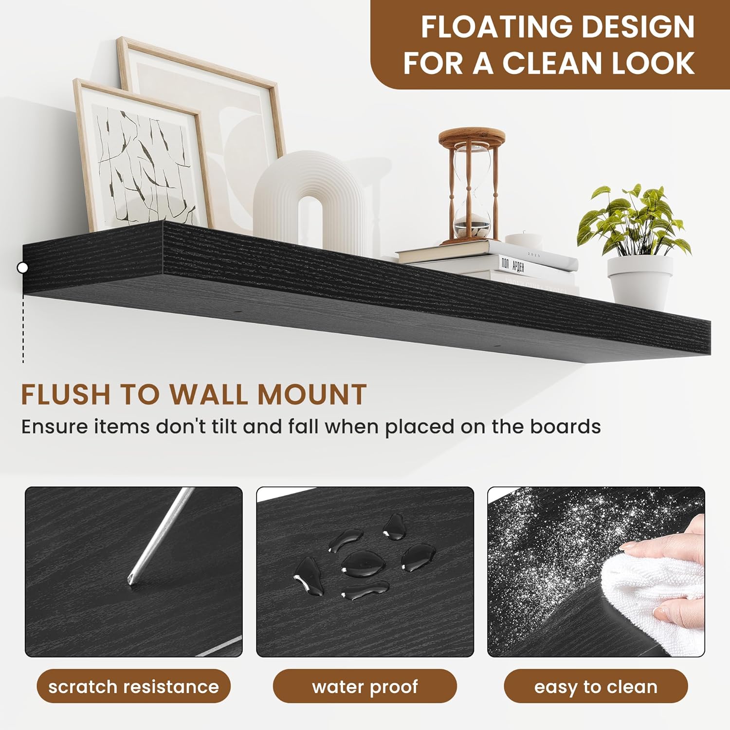 fuqing Floating Shelves for Wall, Bathroom Shelf Wall Mounted for Storage, Shelves with Invisible