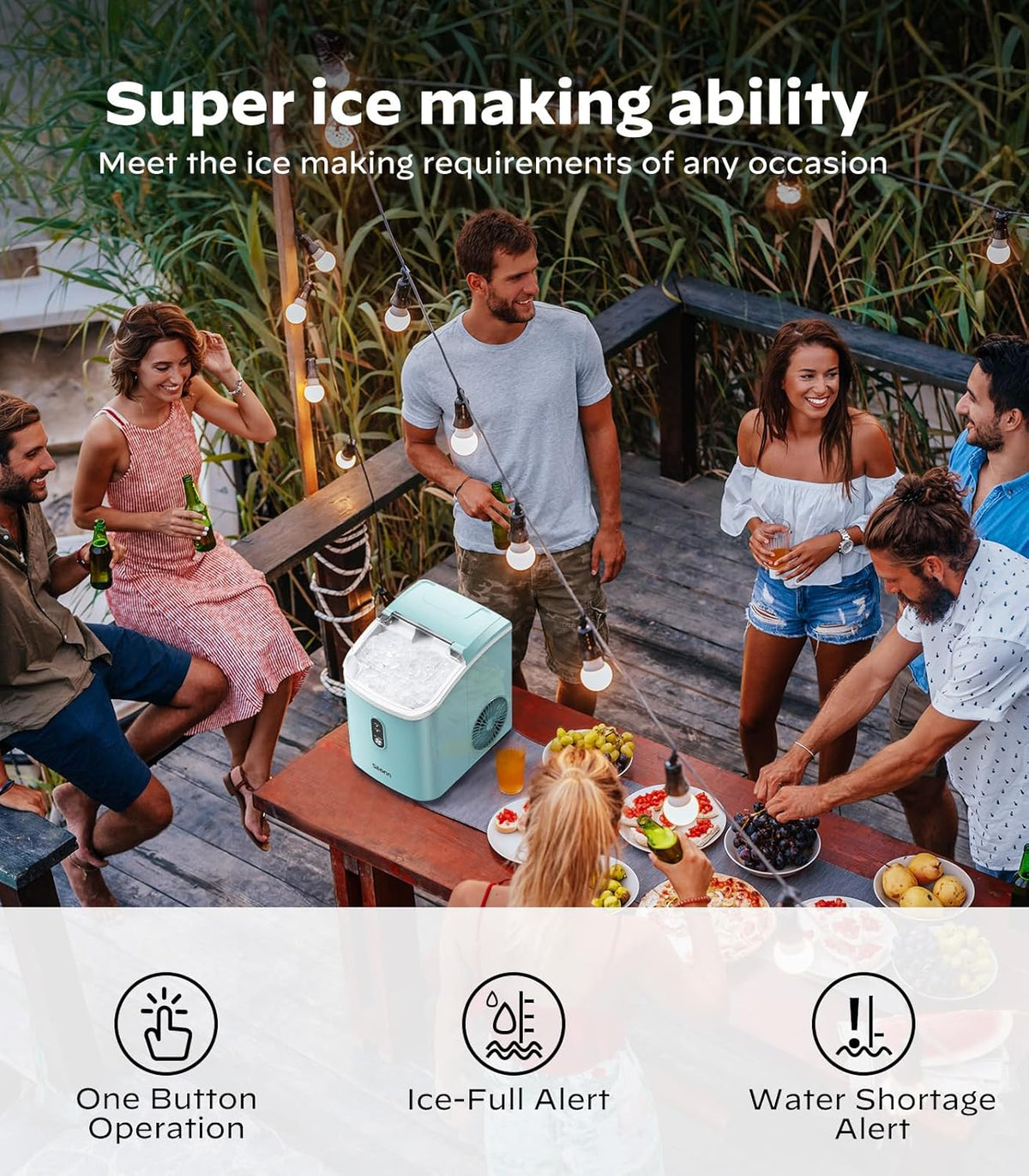 Nugget Ice Maker Countertop, Silonn Chewable Pellet Ice Machine with Self Cleaning Function, Pebble