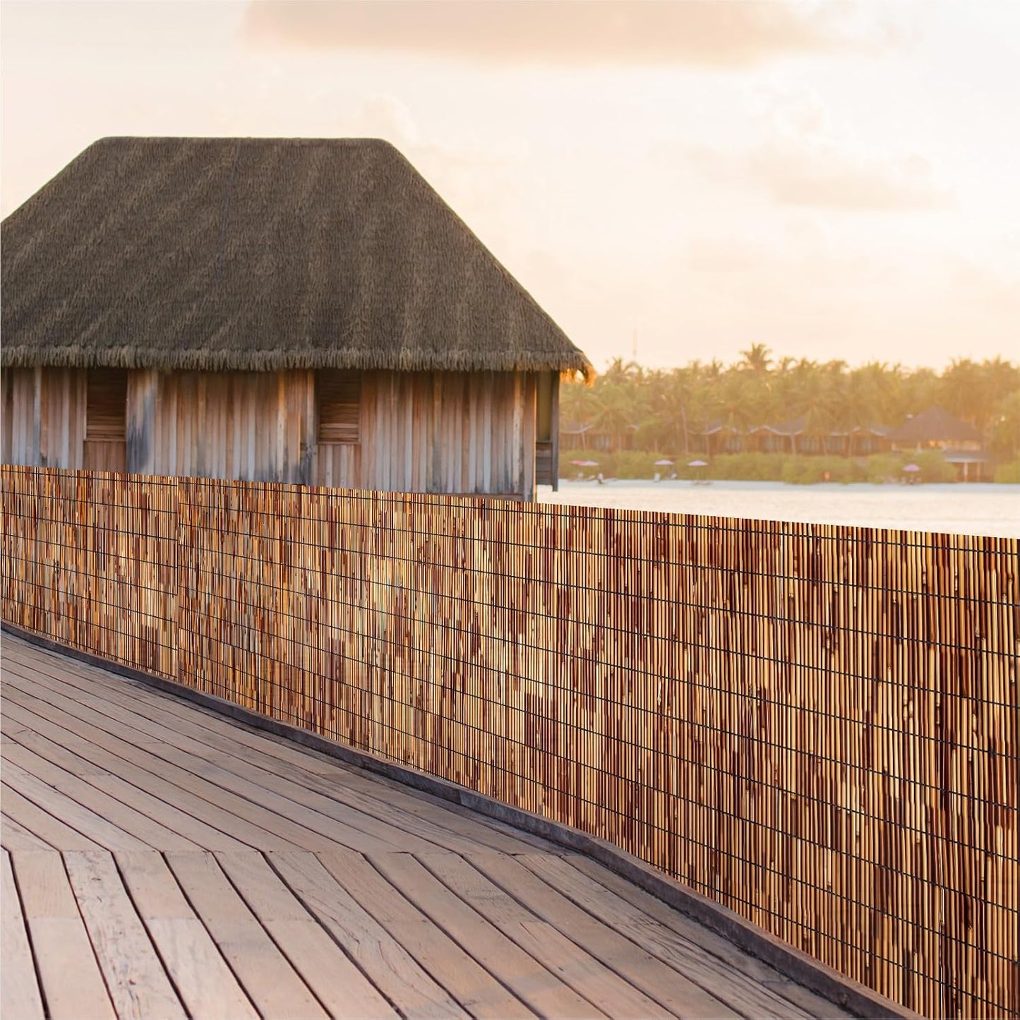 Natural Reed Fencing Rolls,6.5FT X 9.8FT Reed Screen Curtain Fence Covering Privacy Bamboo for