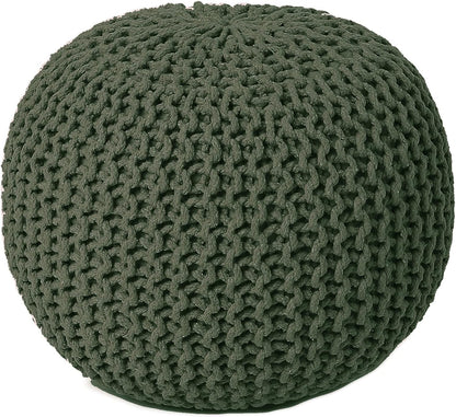 REDEARTH Round Hand Knitted Pouf - Foot Stool Bean Bag Ottoman - Cord Boho Pouffe - Poof Accent