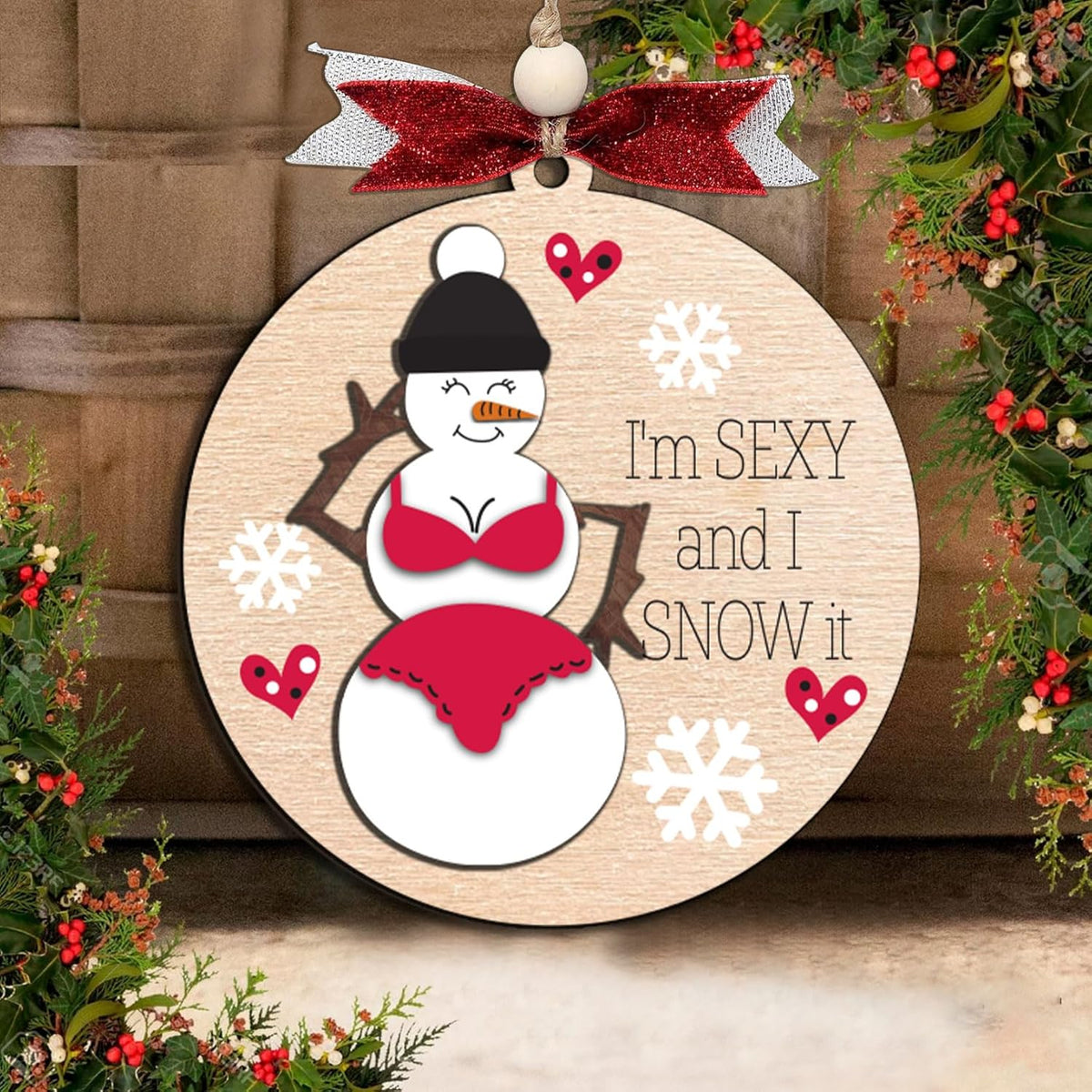 Funny Holiday Ornament 2025 – Wooden Christmas Tree Decoration for Adults - Exchange Funny