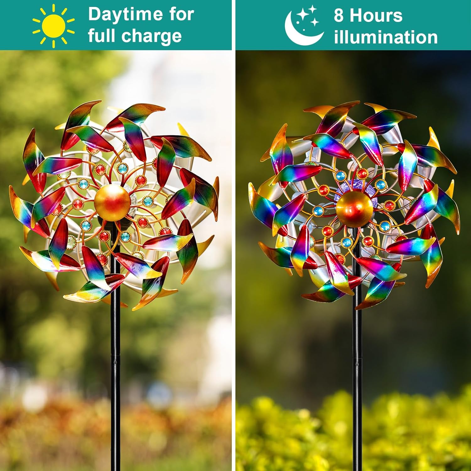 Solar Wind Spinners for Yard and Garden - 360° Metal Large Wind Sculptures Outdoor Clearance