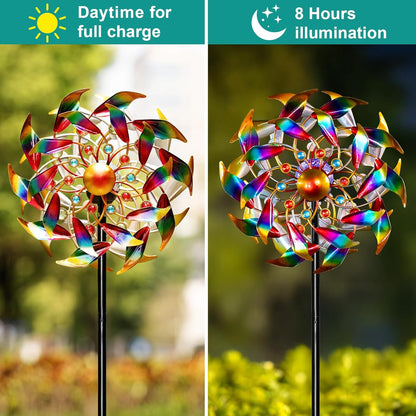 Solar Wind Spinners for Yard and Garden - 360° Metal Large Wind Sculptures Outdoor Clearance
