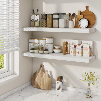 36 Inch Floating Shelves, 9.3 Inch Deep Rustic Wall Shelves - Extra Deeper Wall Mounted Storage