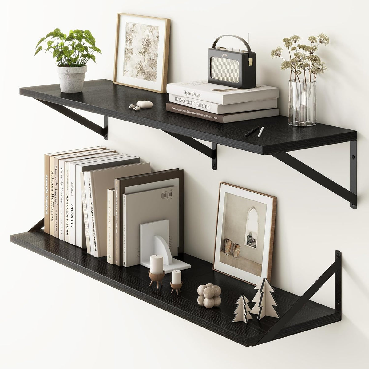 Fun Memories 40 Inch Floating Shelves, 10 Inch Deep Wall Shelf, 40 x 10 Floating Shelf Set of 2