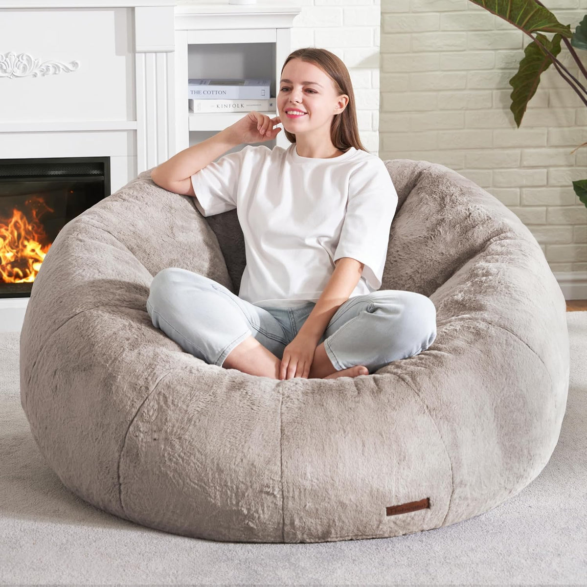 Hobestluk Bean Bag Chairs Large Bean Bag Couch for Adults Stuffed Sofa Chair Comfy Giant Bean Bag