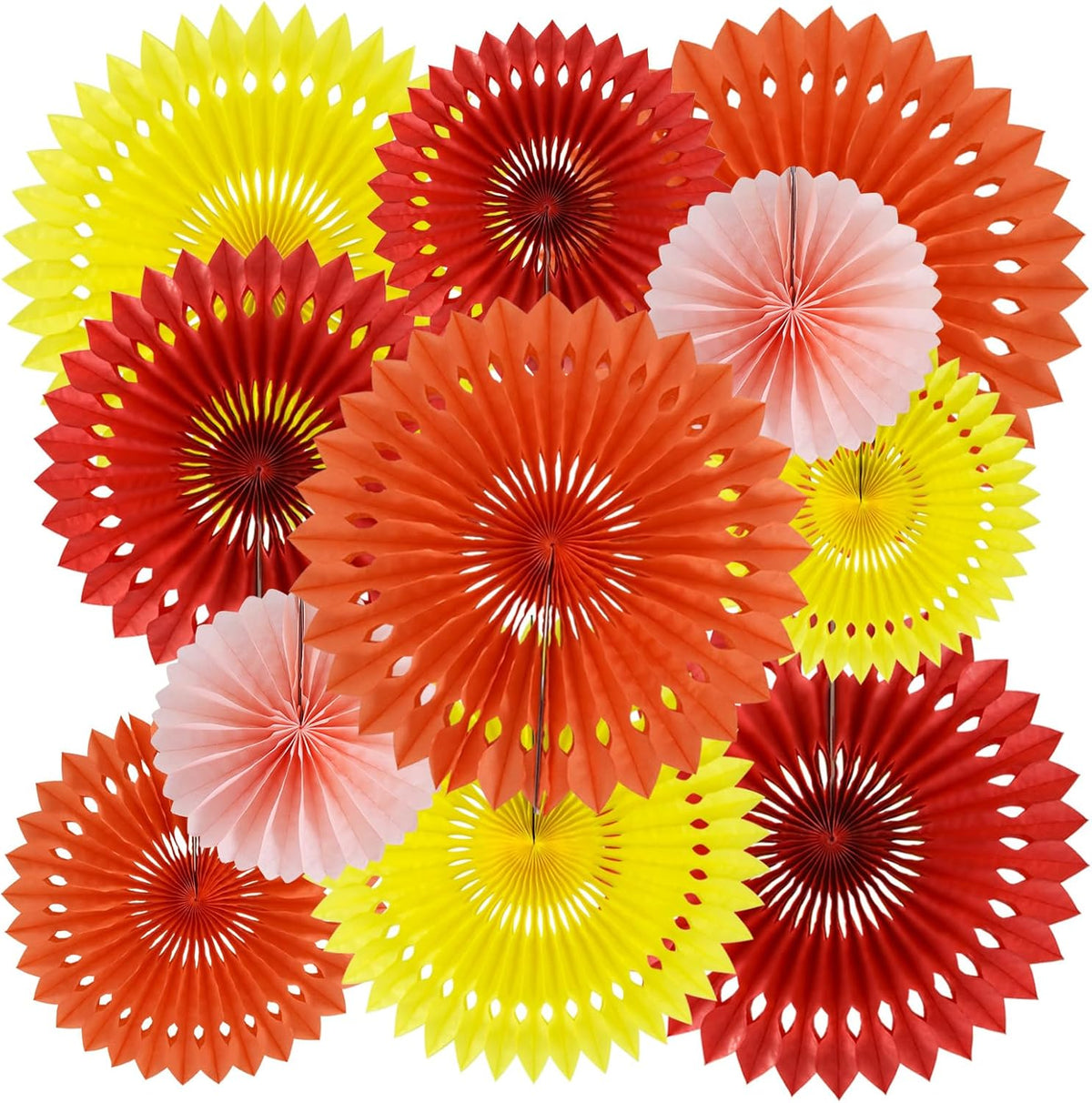 BEISHIDA Fall Orange Hanging Honeycomb Round Paper Fans Decoration Set for Thanksgiving Harvest
