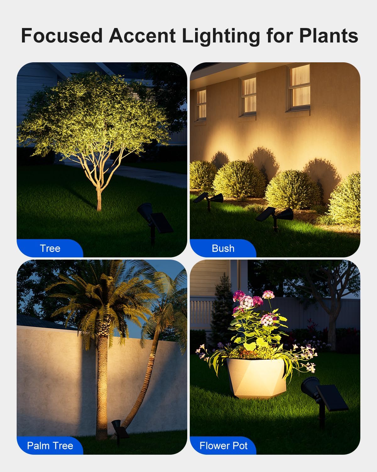 Solar Spot Lights Outdoor Waterproof for Flag, Tree, Plant, Sign, Statue, Mailbox, Bright LED