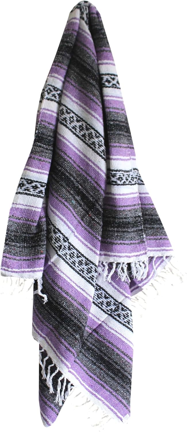 Del Mex Classic Mexican Blanket, Large Authentic Woven Falsa Throw (70"x50"), Artisan Southwest
