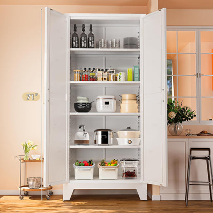 71'' Farmhouse Metal Storage Cabinet with Barn Doors,Steel File Cabinet for Home Office,Kitchen