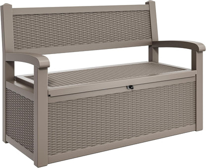 YITAHOME 70 Gallon Storage Bench Deck Box, Lockable Patio Bench, Waterproof Outdoor Pool Deck
