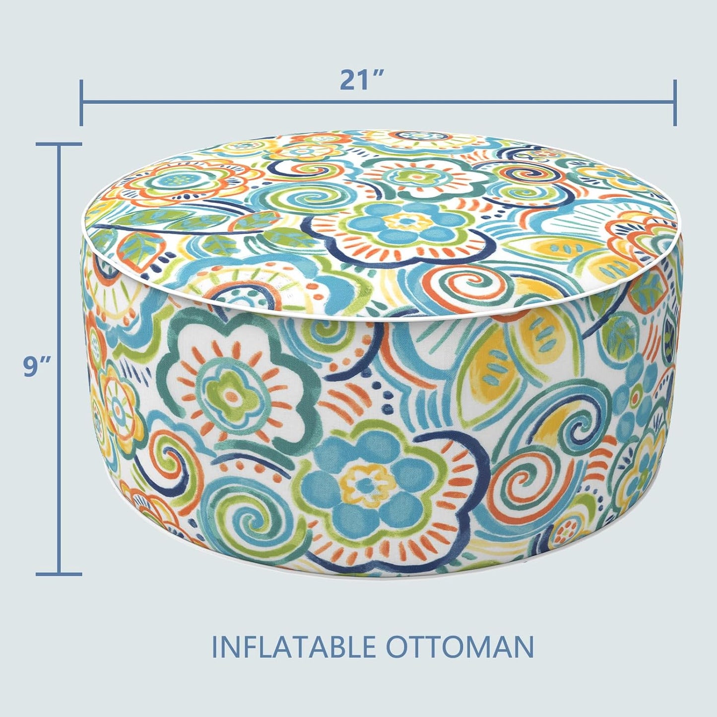 LVTXIII Outdoor/Indoor Inflatable Stool Ottoman, All Weather Patio Footrest Pouf, Portable Round