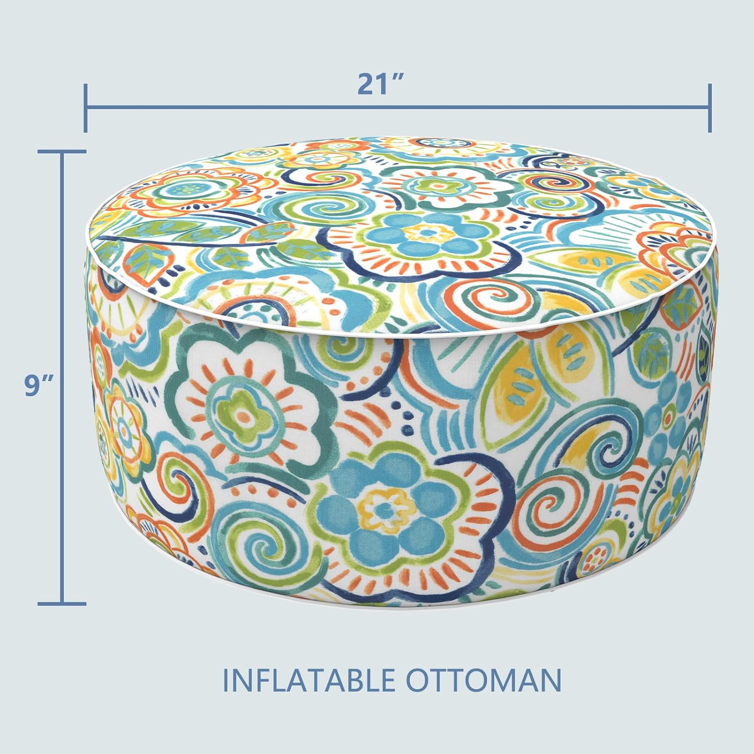 LVTXIII Outdoor/Indoor Inflatable Stool Ottoman, All Weather Patio Footrest Pouf, Portable Round