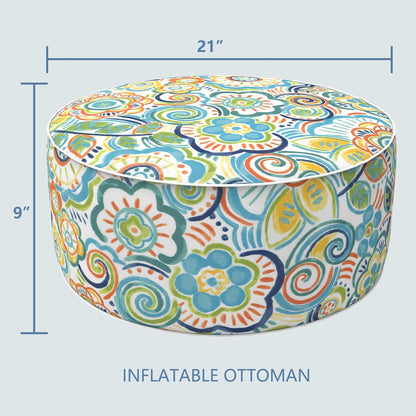 LVTXIII Outdoor/Indoor Inflatable Stool Ottoman, All Weather Patio Footrest Pouf, Portable Round