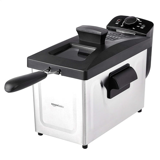 Amazon Basics 3.2-Qt (3.0L) Deep Fryer with 12-Cup Oil Capacity, Adjustable Temperature, Easy