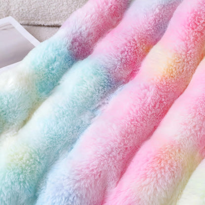 UKELER Colorful Plush Furry Throw Blanket 50''x60'', Super Soft Cozy Warm Blanket for Bed, Couch