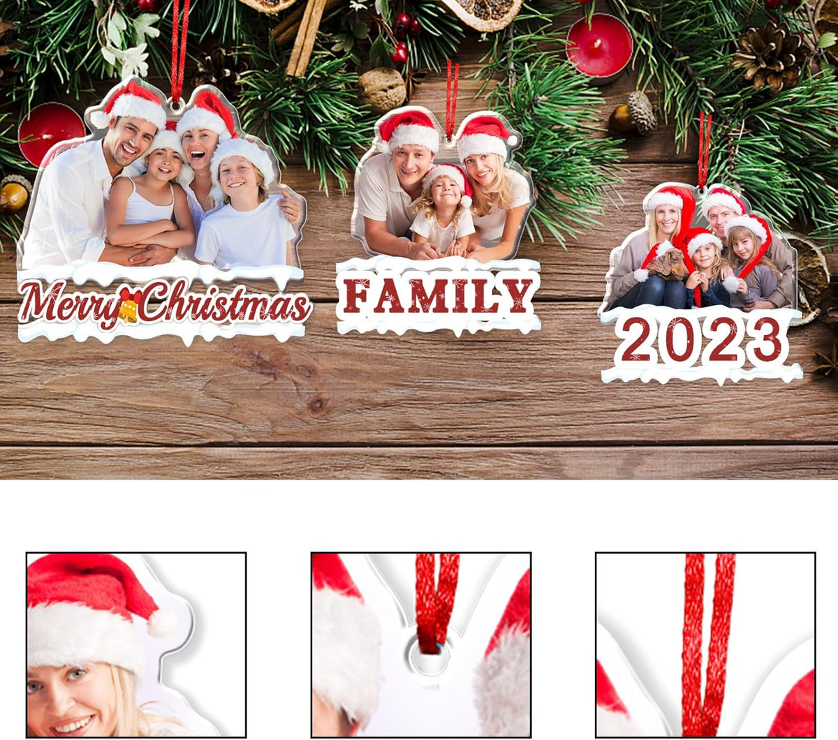 Personalized Photo Ornament Acrylic Custom Christmas Ornaments with Picture Customized Family