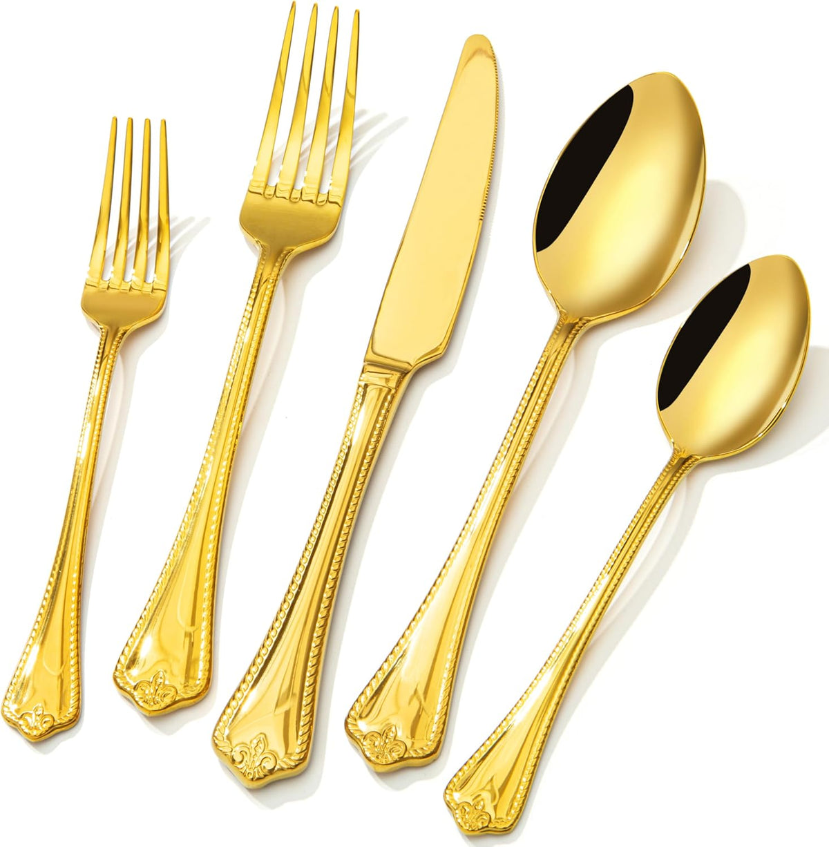 KINGSTONE Gold Silverware Set, 40-piece 18/10 Stainless Steel Flatware Set Cutlery Set for 8, for
