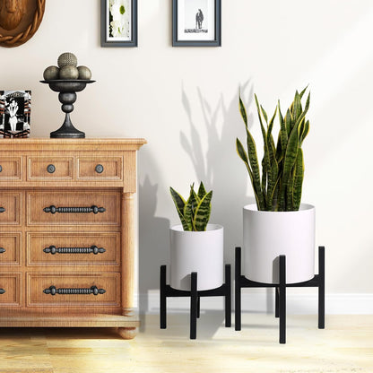 Plant Pot with Stands Set of 2, Mid Century Planters for Indoor Plants Modern Decorative Flower