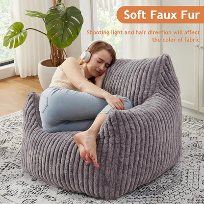 Giant Bean Bag Chairs for Adults with Filling Plush Fluffy Bean Bag Chairs for Teens with Armrests