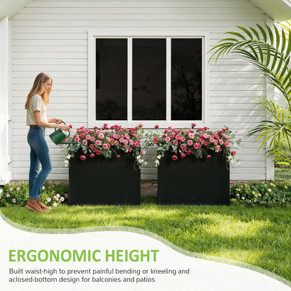 Planter Box Outdoor 38"W x 10.2"D x 30"H- Tall Rectangular Planters for Outdoor Patio/Porch