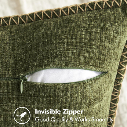 MIULEE Pack of 2 Couch Throw Pillow Covers 18x18 Inch Olive Green Farmhouse Decorative Pillow