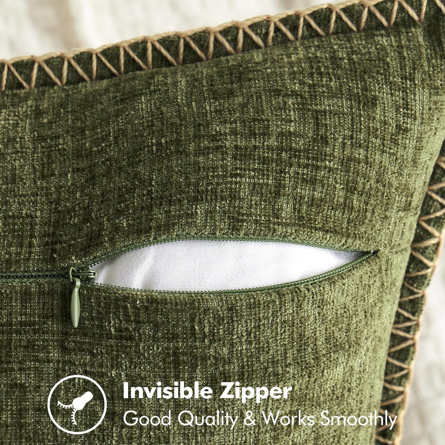 MIULEE Pack of 2 Couch Throw Pillow Covers 24x24 Inch Olive Green Farmhouse Decorative Pillow