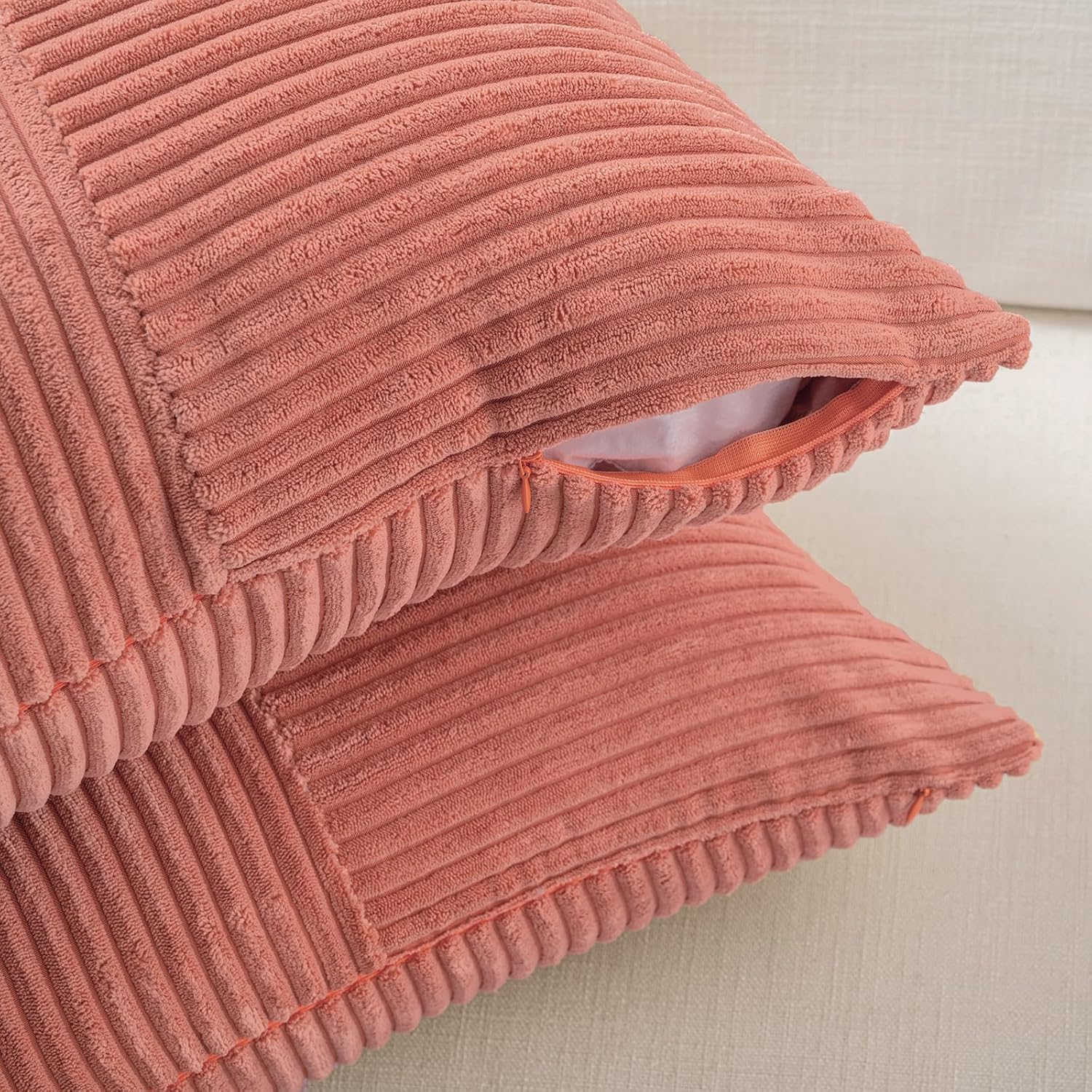 Fancy Homi 2 Packs Coral Lumbar Decorative Throw Pillow Covers 12x20 Inch for Living Room Couch