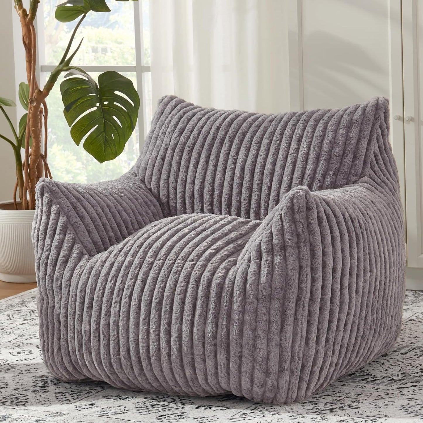 Giant Bean Bag Chairs for Adults with Filling Plush Fluffy Bean Bag Chairs for Teens with Armrests